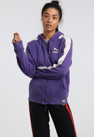 90S PUMA PRINT LOGO ZIPPED HOODIE