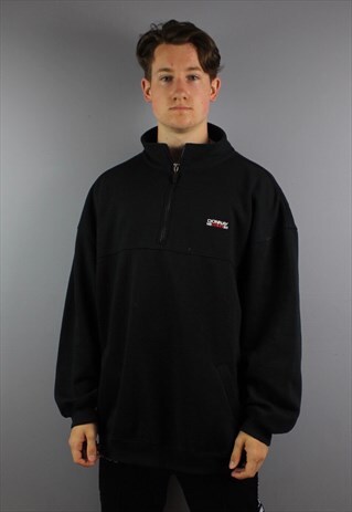 VINTAGE DONNAY 1/4 ZIP SWEATSHIRT IN DARK NAVY WITH EMBROIDE
