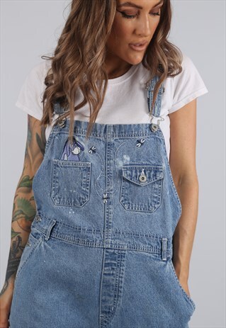 VINTAGE DISNEY DENIM DUNGAREES WIDE TAPERED UK 10 (53R)