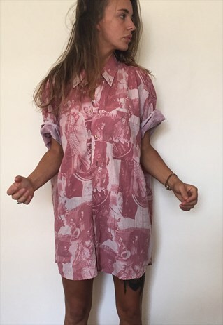 CRAZY PATTERNED VINTAGE RETRO OVERSIZED SHIRT