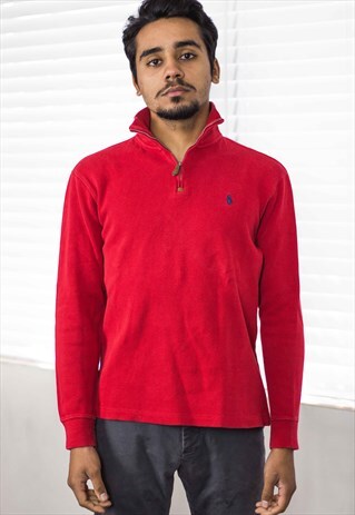 VINTAGE POLO RALPH LAUREN 1/4 ZIP JUMPER LOGO 90S S 17.2