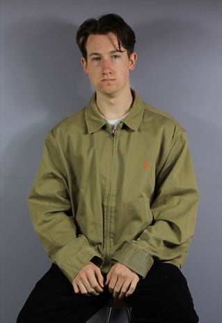 VINTAGE POLO RALPH LAUREN HARRINGTON WORKWEAR JACKET IN KHAK