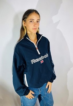 Vintage Size L Reebok Classic Pullover Jacket in Blue