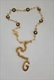 Gucci Vintage Gold Tone Metal with Navy Blue Enamel Belt