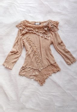 Vintage beige Coquette Lace Sweater