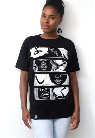 YOROSHIKU CLASSIC: MANGA ORGANIC T-SHIRT IN BLACK (LIPS)