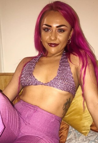 HAND MADE IRISH PINK SPARKLEY BRALET BIKINI TOP