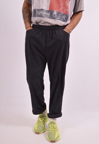 DIADORA MENS VINTAGE TRACKSUIT TROUSERS MEDIUM BLACK 90S
