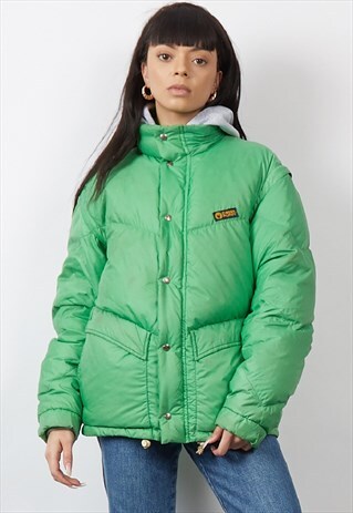 VINTAGE 80'S BRIGHT GREEN PUFFER JACKET