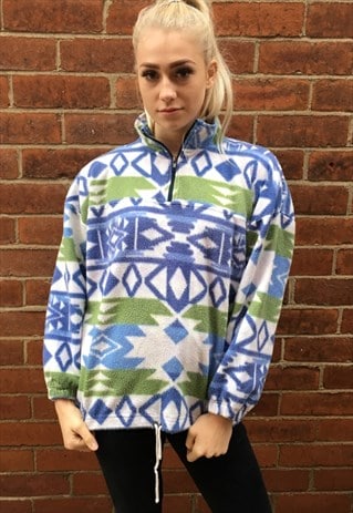VINTAGE AZTEC TRIBAL FLEECE JUMPER JACKET