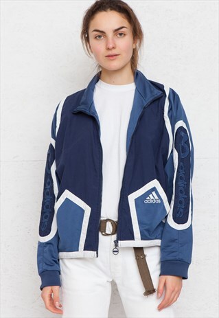 VINTAGE BLUE ADIDAS ZIP TRACK JACKET