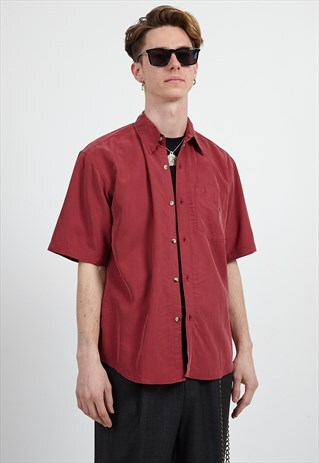 VINTAGE RED POLO RALPH LAUREN SHORT SLEEVE SILK SHIRT