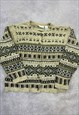 VINTAGE KNITTED CARDIGAN ABSTRACT PATTERNED KNIT SWEATER