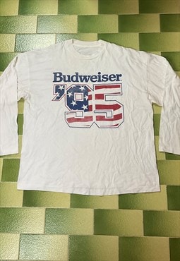 Vintage 90s Budweiser 95 Long Sleeve T-Shirt American Flag