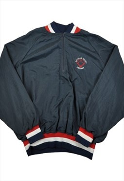 Vintage 1/4 Zip Varsity Baseball Jacket Navy XL
