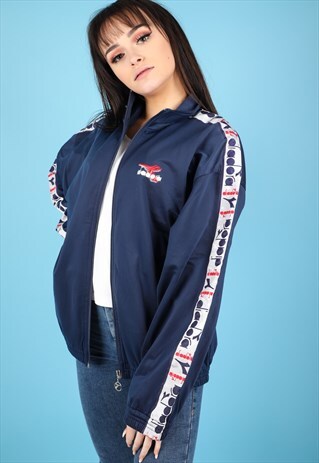 VINTAGE DIADORA LOGO TAPE TRACK JACKET NJ242