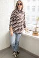 Vintage 80's Grey/Brown Patterned Top