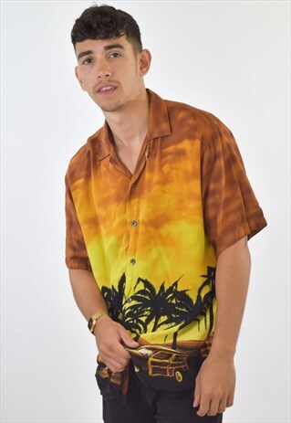 VINTAGE HAWAIIAN PATTERN SUMMER SHIRT