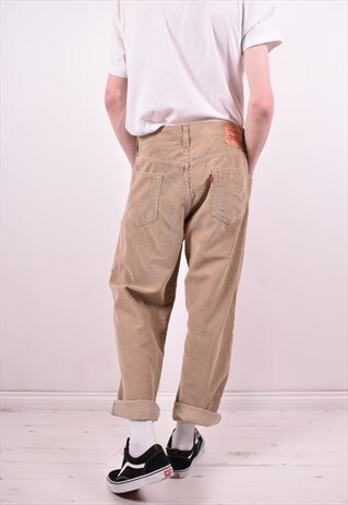 LEVI'S 559 MENS VINTAGE CORDUROY TROUSERS W36 L30 BEIGE 90'S