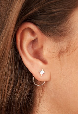 STAR STUD EARRINGS AND EAR JACKETS STERLING SILVER