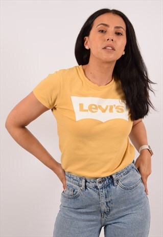 VINTAGE LEVI'S T-SHIRT TOP LOOSE FIT YELLOW