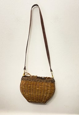 Vintage 70s shoulders straw bag 
