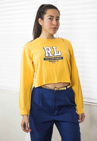 VINTAGE POLO RALPH LAUREN CROP TOP LOGO 90S X 5.8