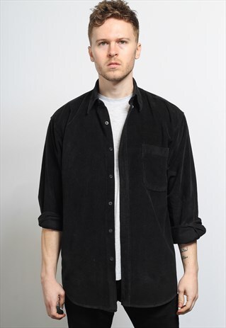 VINTAGE CORDUROY CORD SHIRT BLACK