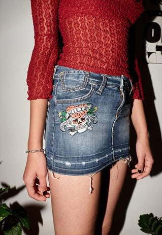 ED HARDY Y2K DENIM MINI SKIRT