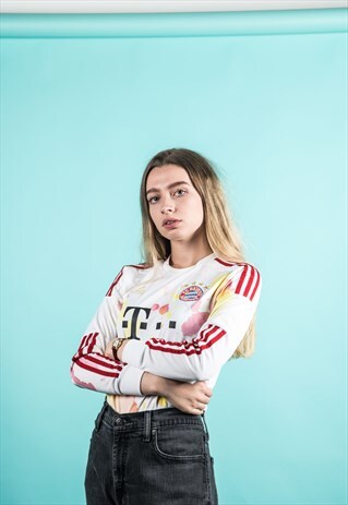 VINTAGE 1990S WHITE PAINT ADIDAS FOOTBALL SHIRT