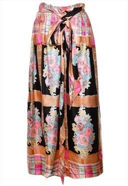 Vintage Floral Print Full Skirt - S