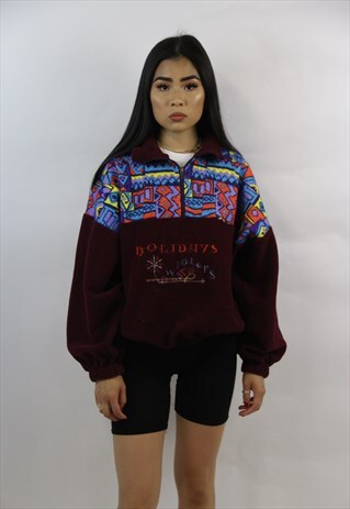 VINTAGE FUNKY 90'S PATTERNED FLEECE JUMPER