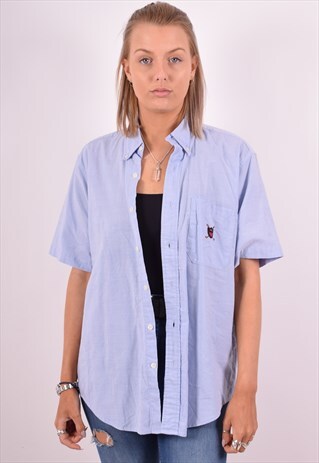 RALPH LAUREN WOMENS VINTAGE SHIRT XL BLUE 90S