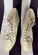 VINTAGE 80S HUSH PUPPIES HIGH TOP AND LACE-UP WHITE TRAINERS