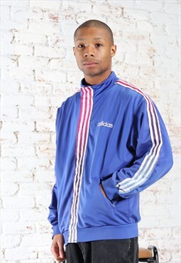 Vintage Adidas 3 Stripe Track Jacket Blue