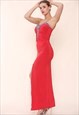 AVINCI STRETCHY STONE PARTY COCKTAIL LONG DRESS IN RED