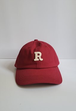 Burgundy Cotton Letter R Baseball Cap Adjustable Trucker Hat